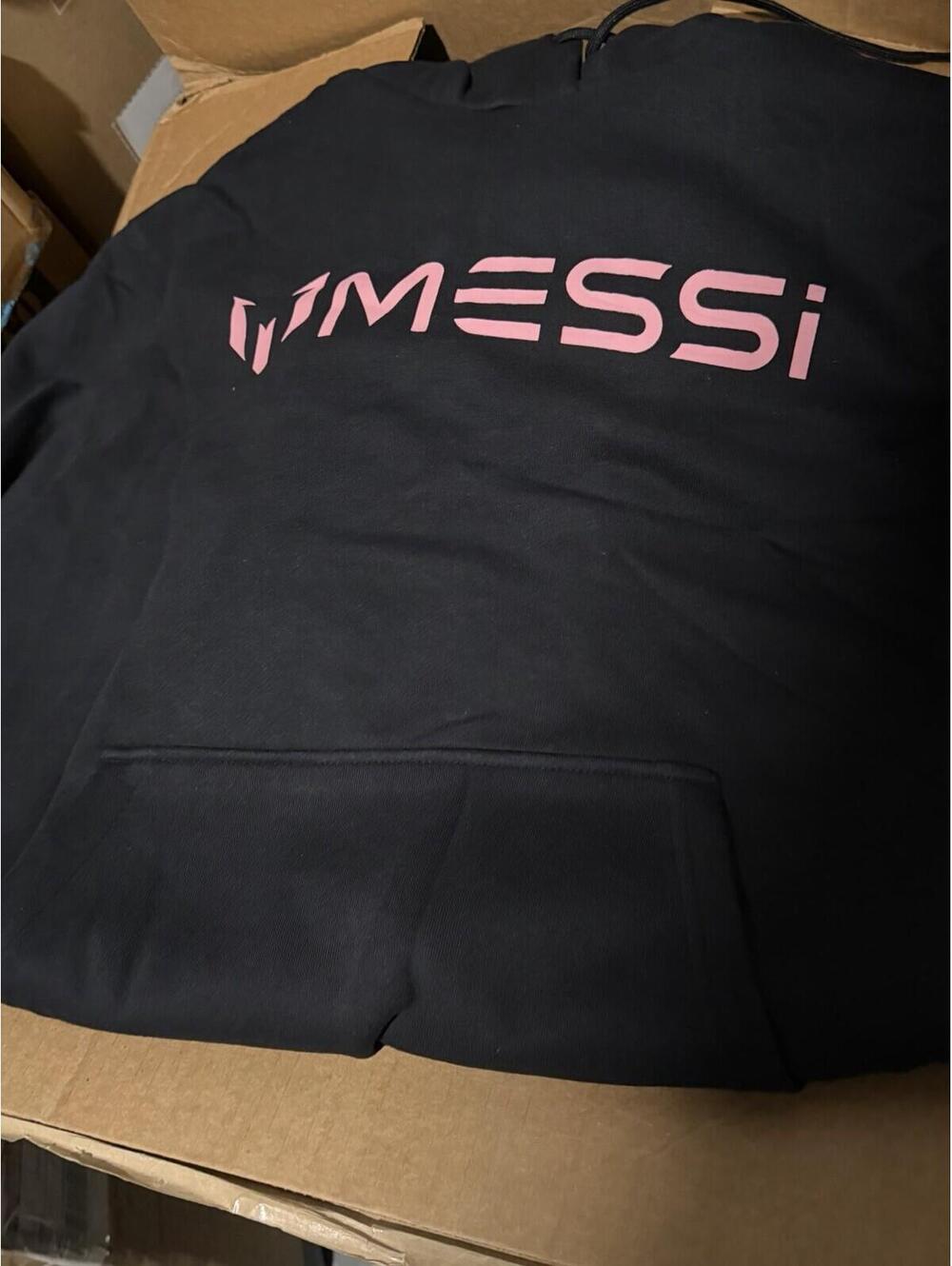 Messi Men's Black Messi Hoodie Pink Logo Size Medium NWT